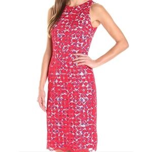 Maggy London Red Floral Lace Sleeveless Sheath Dress Size 8 G2848M